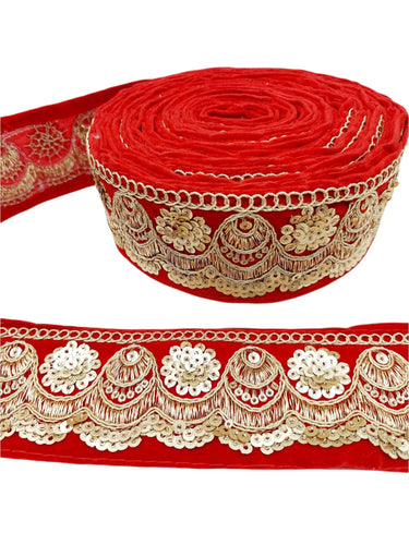 9 Yards Embroidered Velvet Fabric Trim Sequins Lace Sewing Trimming Sari Trim Indian Border
